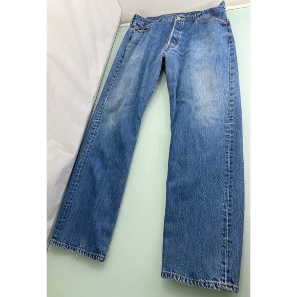 Levis 501XX Men Denim Jeans Button Fly Distressed Stonewash Early 2000's 38X34 - Picture 1 of 14